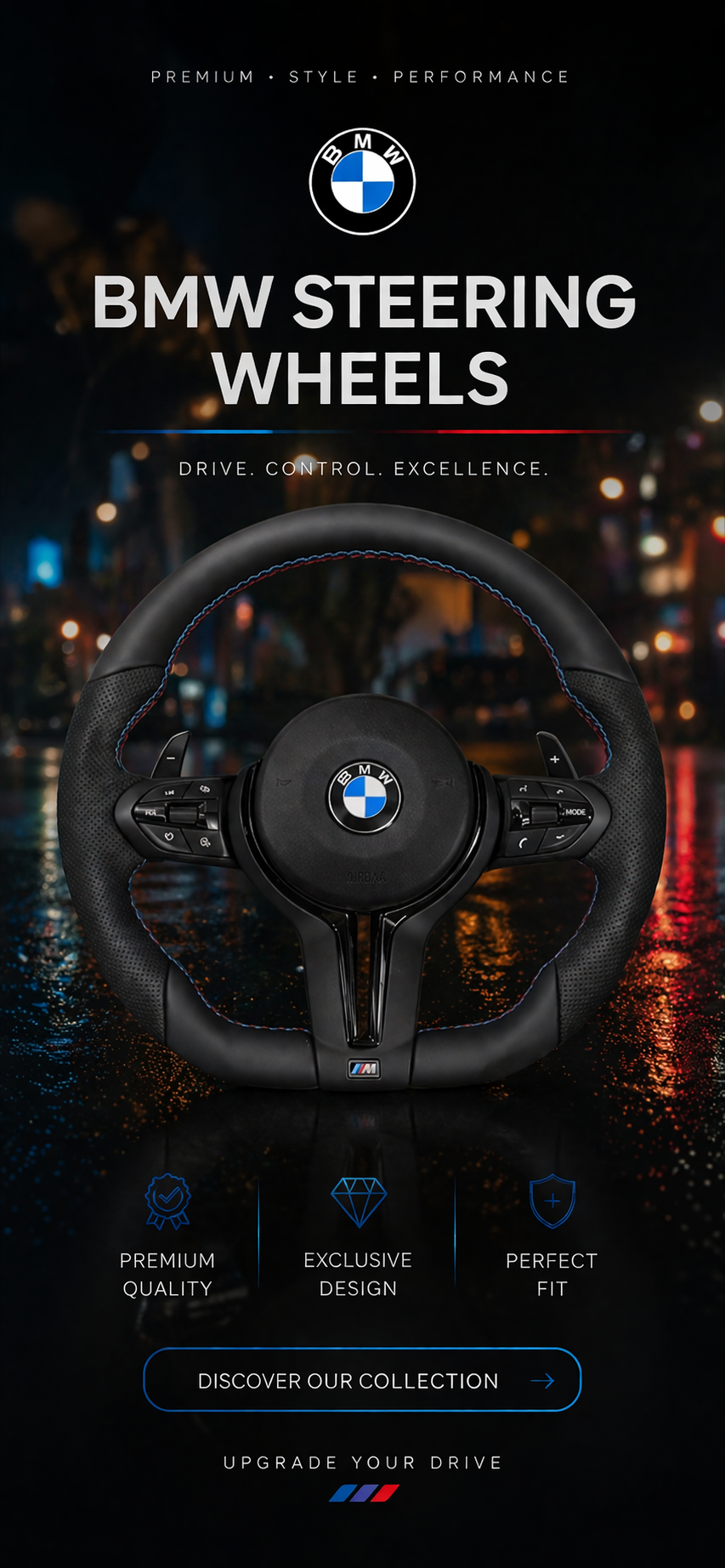BMW M-style steering wheel BMW F10,F11,F12,F13,F15,F16,F07,F01,F2,F06