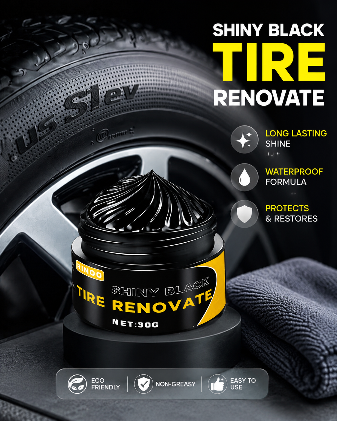 Black Shiny Tire wax