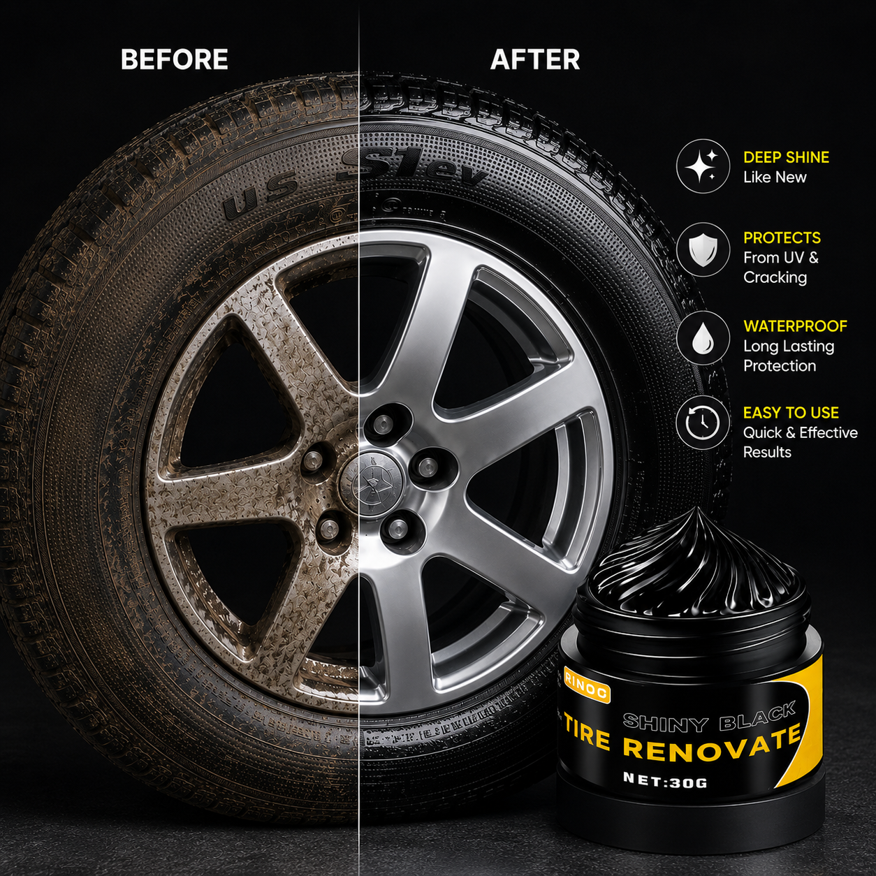 Black Shiny Tire wax